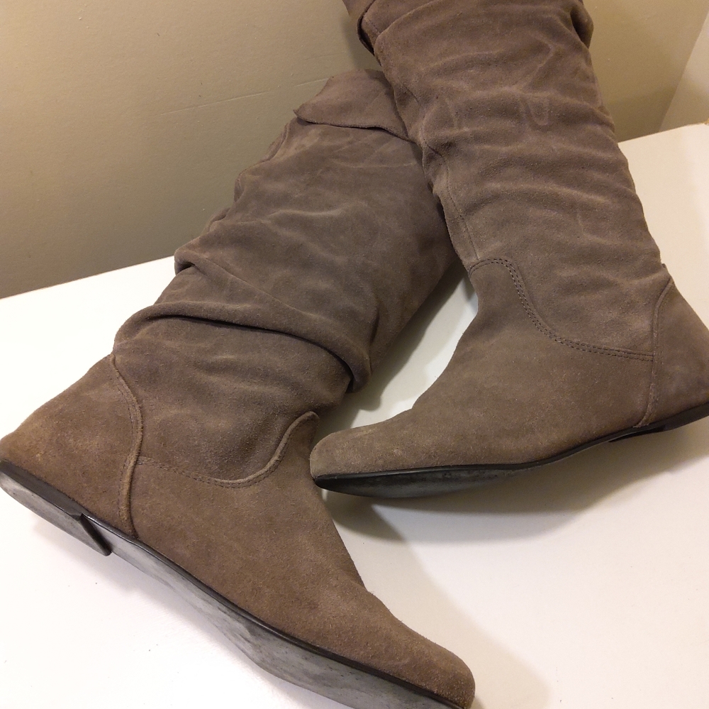 Long  Taupe Suede Boots